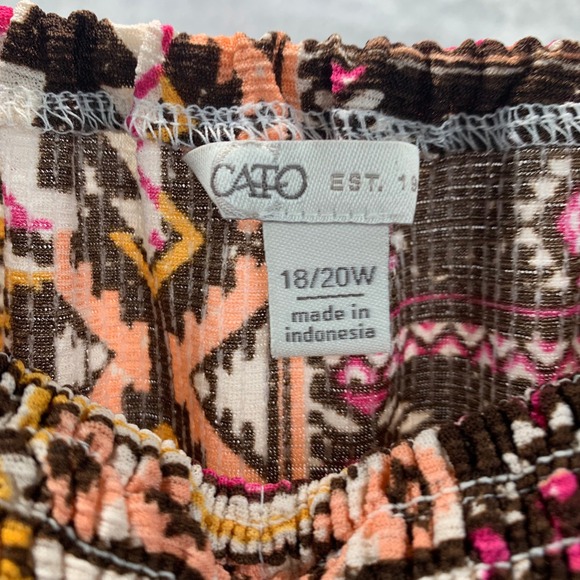 Cato Aztec Print Dress Plus Size 18/20W Bell Sleeve Smocked Boho Casual - Picture 2 of 12